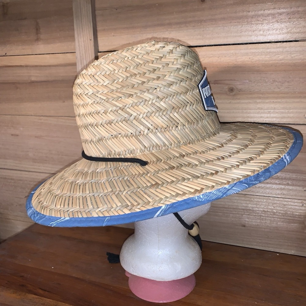 Lucky 7 STRAW HAT Fishing Shark Beach Summer Sun Shade Headgear Drawstring NWOT - Picture 4 of 7